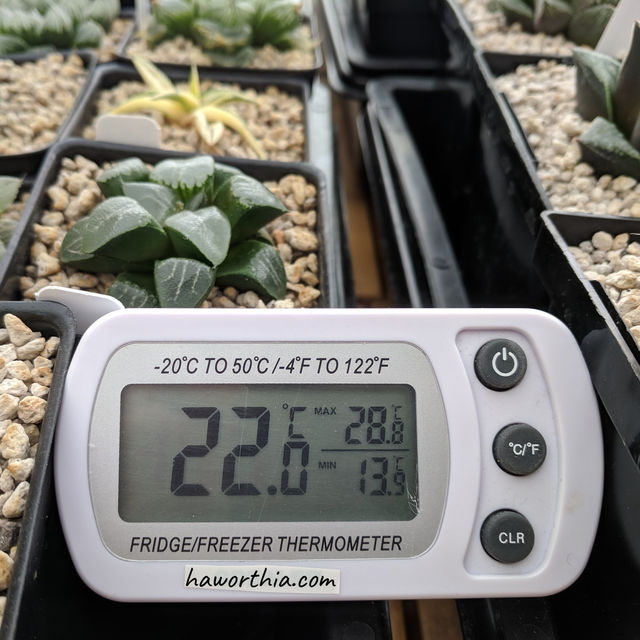 A thermometer that records daily high and low temperatures is useful for deciding the timing of watering and other activities.